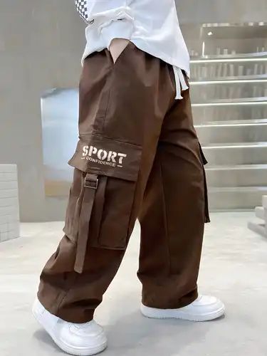 Boys Casual Sport Letter Print Loose Cargo Pants - Temu