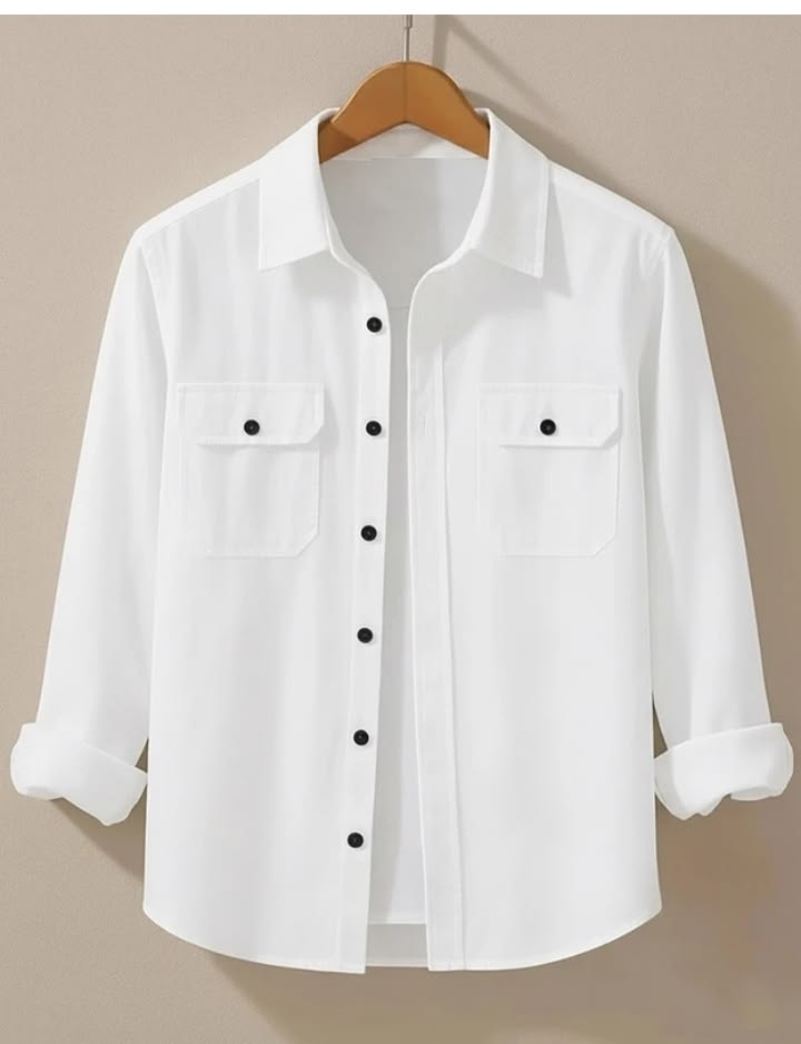 DEEMOON Men Regular Fit Solid Button Down Collar Casual Shirt
