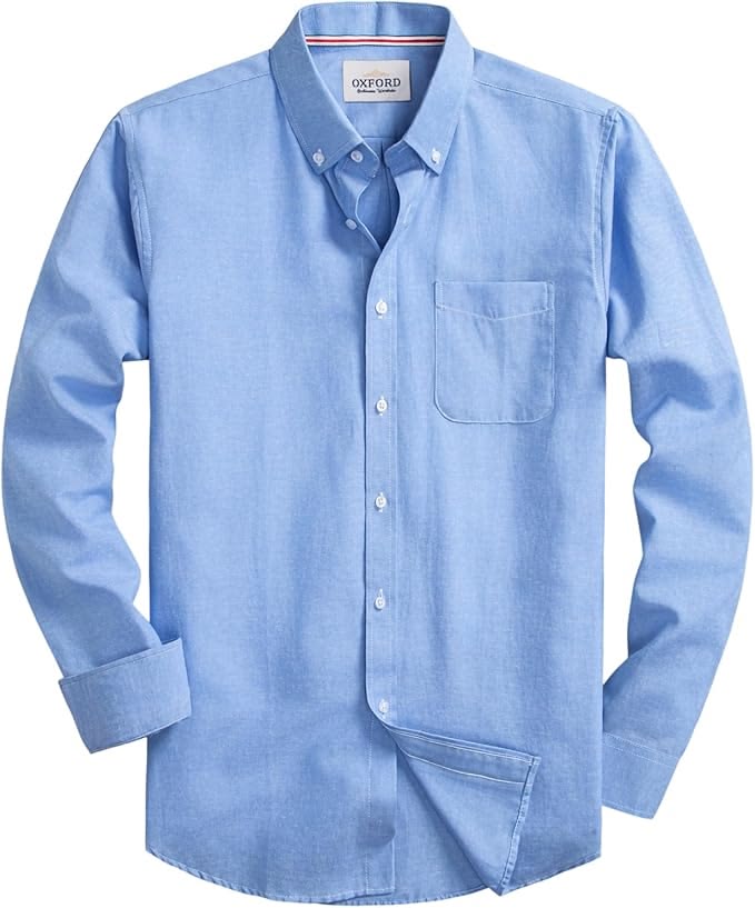 DELCARINO Mens Oxford Shirts Long Sleeve Slim Fit Lightweight Casual Button Down Shirts with Pocket