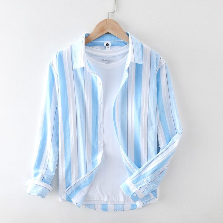 Long Sleeve Pure Cotton Striped Casual Shirt